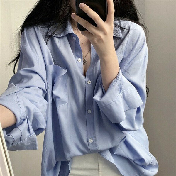 Long-Sleeved - シャツ レディース ファッション 長袖 ゆったり 無地