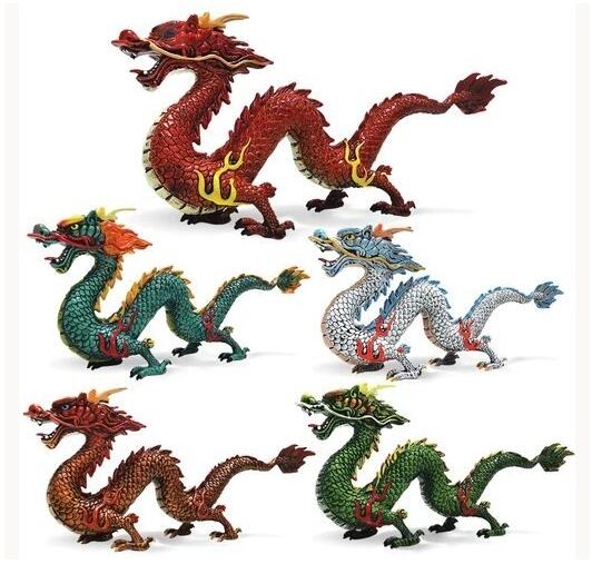 吉祥神獣 五爪銀竜 紅竜 置物模型 lha283