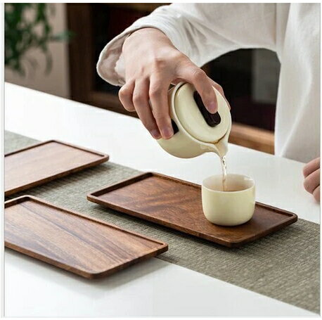 くるみ木皿お茶トレイコーヒーカップトレイ長方形実木トレイ lha300