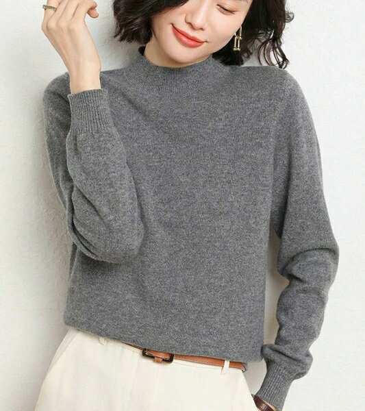 乐天商城 - ハーフタートルネック 無地 長袖 秋冬 レディースアパレル lha115