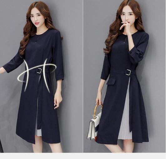 ワンピース ドレス きれいめ 膝丈 上品 Aラインワンピース 服装 入園式 母親 ワンピース レデイース 切り替え 着痩せ 七分袖 結婚式 lha018