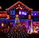 クリスマス用 太陽エネルギー LEDイルミ 星型 ナイアガラ LEDイルミネーション 飾り付け 8種点灯モード カーテンライト つらら bq1471