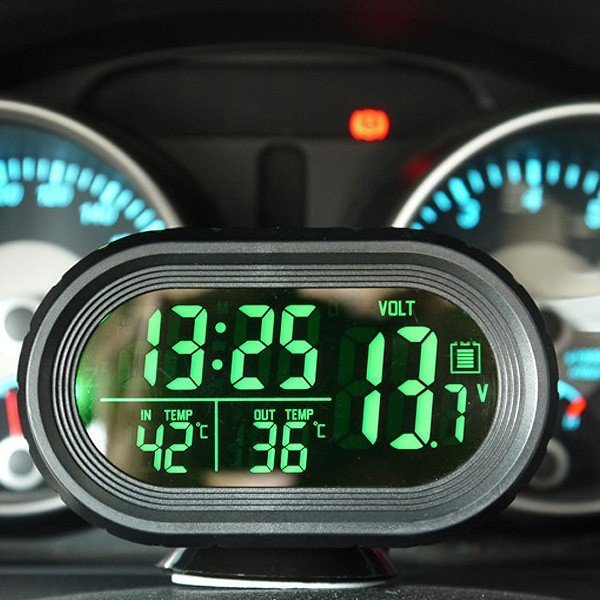 車用多機能デジタル時計・温度・電圧計 アラーム　12V　24V兼用