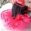 ペット用ドレス 犬用 ローズフラワー ガーゼチュチュ ドレススカート 子犬 猫 プリンセス ワンピース 女の子 ピンク フリル