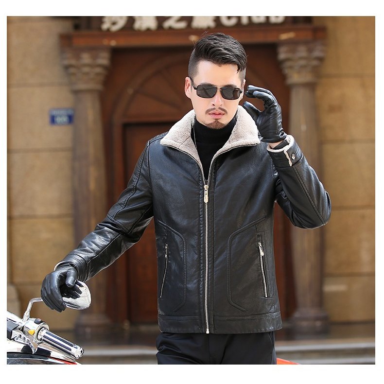 Leather Jacket - 冬定番 高級感溢れる 本革 羊革 レザージャケット 男性用 紳士用 防風 防寒 裏起毛 革ジャン メンズ ブラック ライダース ジャケット 上着