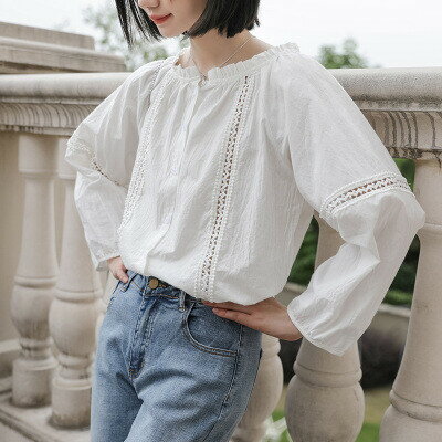新作　長袖シャツ 　透かし彫り　ブラウス 　女性　トップス