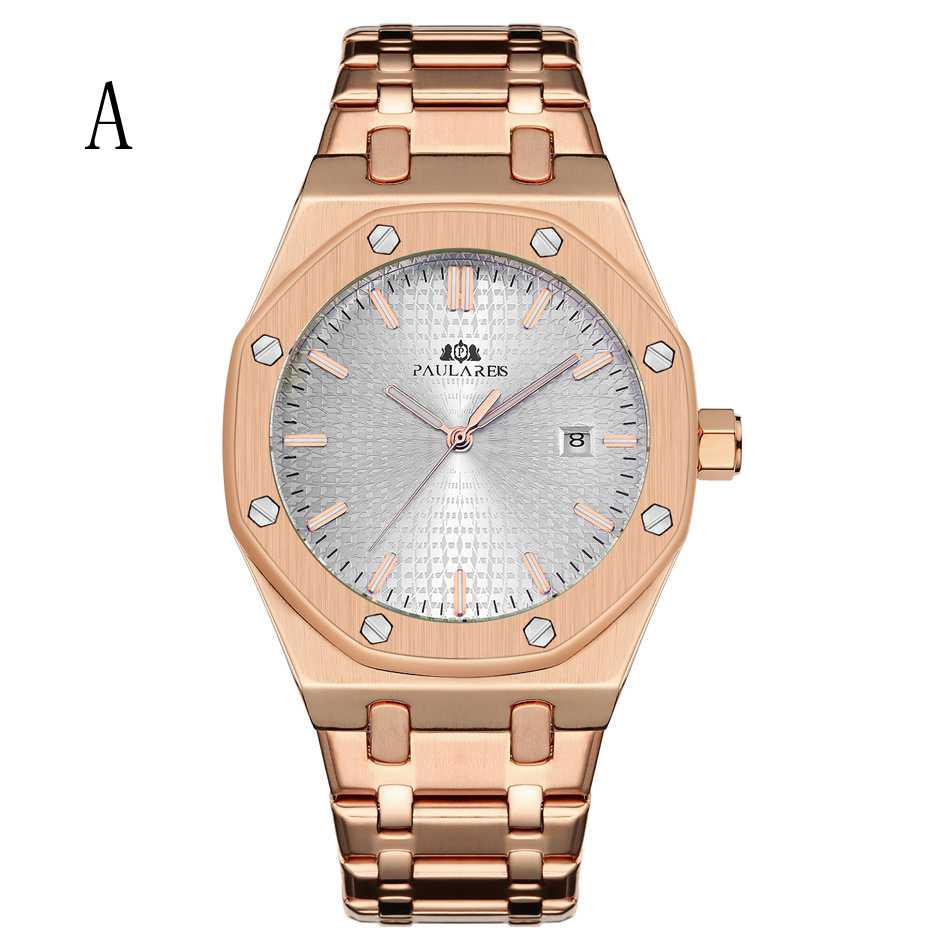 パールレイス全自動機械式オークススチールカレンダー夜光男時計AUTOMATIC WATCH