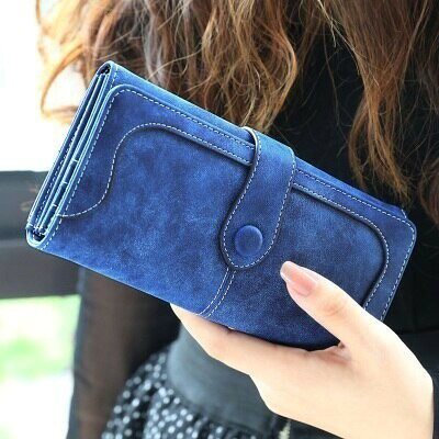 レディース 長財布 PUレザー 多収納 大容量 財布 ロングウォレット カード収納 スマホ収納 小銭入れ ファスナー付き スナップボタン 二つ折り おしゃれ シンプル 上品 軽量 薄型 ブルー ピンク コーヒー