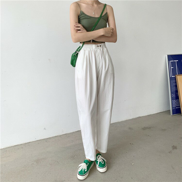 乐天商城 - チノパンツ テーパードパンツ レディース ズボン ロングパンツ 9分丈 M~XL大きいサイズ 春 夏 ボトムス パンツ ロング丈 ハロンパンツ レギンスパンツ ウエストゴム ゆったり メール便送料無料