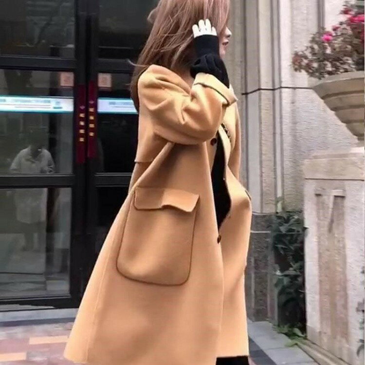 コートロング丈 ウールコート アウター 秋冬 レディースおしゃれ 大きいサイズ お洒落 可愛い カジュアル オフィス着?せ 黒