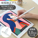 ipad ペンシル スタイラスペン 超極細 1.0mm USB充電対応 アイパッド タッチペン iPad iPadmini 対応 タブレット2018年以降のiPad専用 YYRA1143