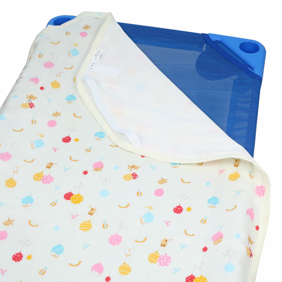 フジキ お昼寝コットカバー （ 保育園 約60×150cm ） 4重ガーゼ 四隅カット済 コットカバー コットシーツ ふうせんキャット アイボリー 日本製 綿100％ 【 】【 メール便 対応 】[M便 8/8]