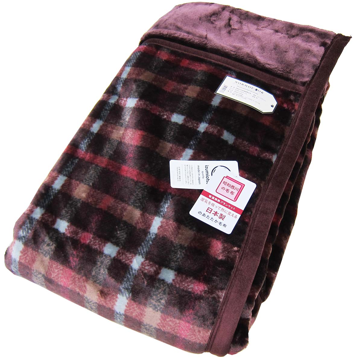 昭和西川 2枚合わせ 吸湿発熱毛布（ シングル 140×200cm S ）ツイードチェック レッド アクリル レーヨン 毛布 日本製【 暖かい 温かい あったかい ブランケット ケット 2重毛布 2枚毛布 二枚合せ 二枚合わせ あす楽 】