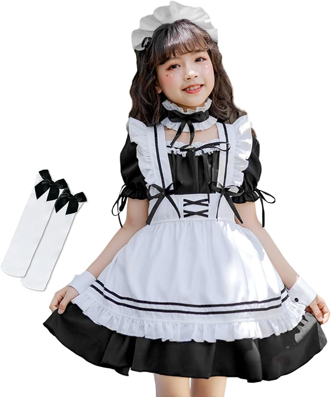 メイド服 子供用 ロリータ 6点セット キッズ ハロウィン コスプレ 演出服 フリル 半袖 蝶結ぶ エプロン ドレス ワンピース リボン コスチューム メイド アリス風仮装 上質 カチューシャ 可愛い 制服 女の子 スカート ロリィタ HALLOWEEN パーティー グッズ 変装 コスプレ cowame-10000096 COWAME 楽天市場店 パッケージ画像