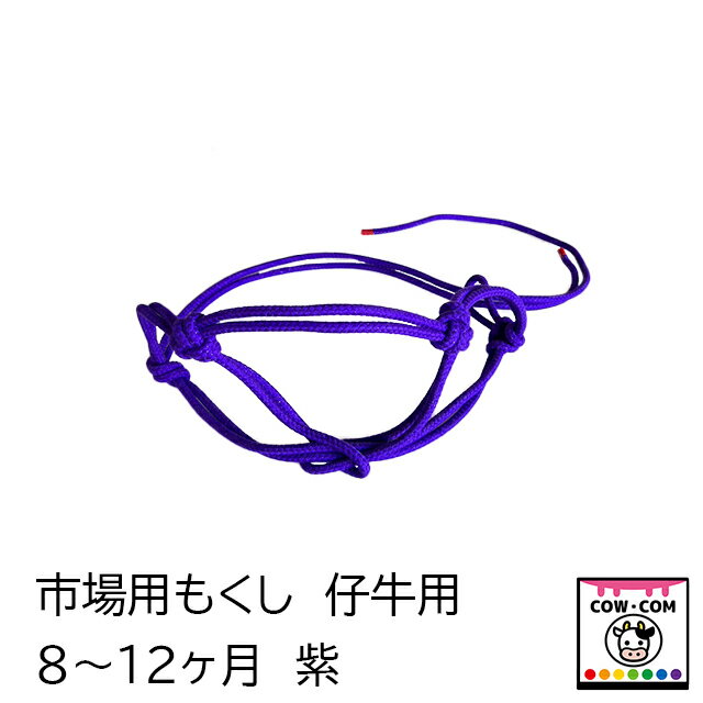 市場用もくし　仔牛用（8－12ヶ月）　紫　【酪農用品 畜産用品 もくし モクシ 頭絡 ロープ】