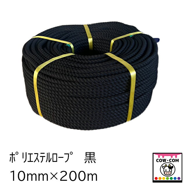 ポリエステルロープ　黒　10mm×200m