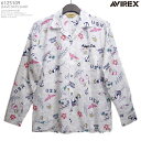 アロハシャツ｜アビレックス｜アヴィレックス（AVIREX）｜AVI6125109 LEAVE DAYS SHIRT（リーブ デイズ）｜ライトグレイ｜メンズ｜綿61％　レーヨン39％ ｜開襟（オープンカラー）｜フルオープン｜長袖｜アロハタワー（アロハシャツ販売）｜ハワイアンシャツ