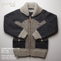 カウチンセーター|granted(グランテッド)・カナダ製|GR-114aTHREETONEBLOCK(スリー・トーン・ブロック)|グレイ・スケール|メンズ|ウール100%|フルオープン|YKK製ジップアップ(two-wayYKKZipper)|木製ラベルの引き手|カウチンニット|長袖