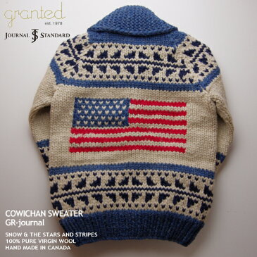 カウチンセーター｜granted（グランテッド）・カナダ製｜GR-journal｜SNOW & THE STARS AND STRIPES（スノー・星条旗）｜JOURNAL（ジャーナル）別注モデル｜メンズ｜ウール100％｜フルオープン｜ウッドボタン｜カウチンニット｜長袖　10P11Mar16