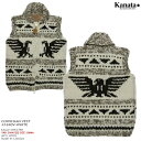 Kanata カウチンセーター（カウチンベスト）｜カナタ社・カナダ製｜KA41690 DOUBLE EAGLE VEST（ダブル・イーグル・ベスト）｜ホワイト｜メンズ｜ウール100％（Wool100%）｜6PLY WOOL（6本撚り）｜フルオープン｜YKK 2WAY[S]　YKK製ジップアップ（10mm）｜ノースリーブ