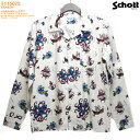 アロハシャツ｜ショット（SCHOTT）SCH3115075-LS｜KRAKEN（クラーケン）／海の怪物（巨大な蛸）｜ホワイト｜メンズ｜コットン61％ レーヨン39％｜開襟｜フルオープン｜長袖｜アロハタワー（アロハシャツ販売）｜ハワイアンシャツ