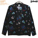 アロハシャツ｜ショット（SCHOTT）SCH3115075-LS｜KRAKEN（クラーケン）／海の怪物（巨大な蛸）｜ブラック｜メンズ｜コットン61％ レーヨン39％｜開襟｜フルオープン｜長袖｜アロハタワー（アロハシャツ販売）｜ハワイアンシャツ