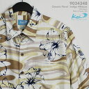 アロハシャツ｜カイ・クロージング（KAI CLOTHING）｜9034348 Oceanic Floral（オシアニック・フローラル）｜インディゴハイビスカス・タン｜メンズ｜レーヨン・ドビー100％（100% Rayon Dobby）｜ノーマル襟｜フルオープン｜半袖｜アロハタワー（アロハシャツ販売）