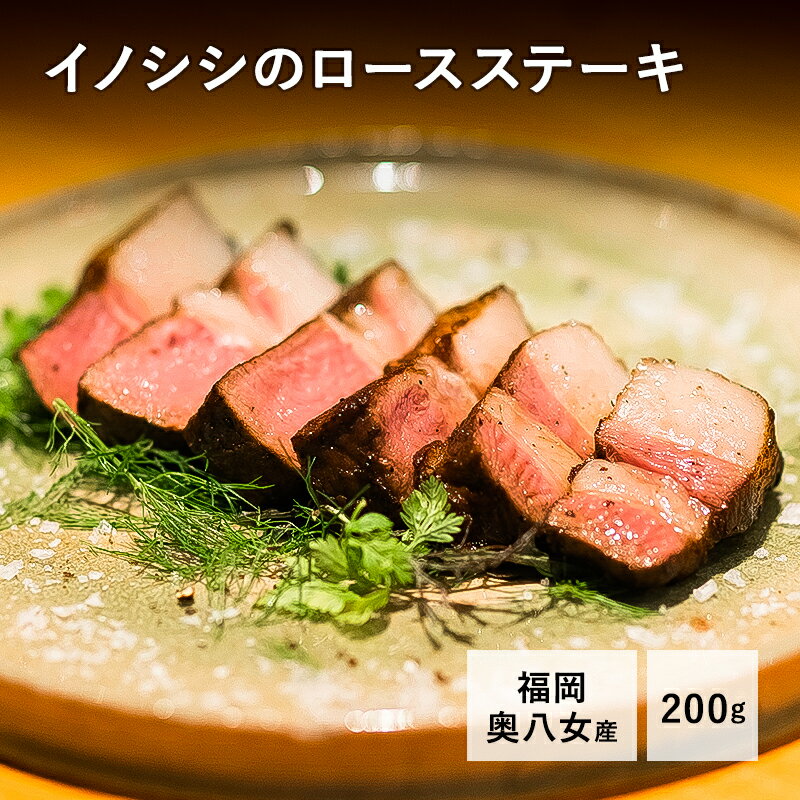 ★P5倍！4日20:00〜12日9:59★ イノシシのロースステーキ 200g 福岡産 八女 ロース ステーキ 猪 ジビエ 猪肉 1〜2人前 国産 コウシキャンプ アウトドア BBQ バーベキュー キャンプ ジビエ肉 父の日 COWSICAMP cowsicamp