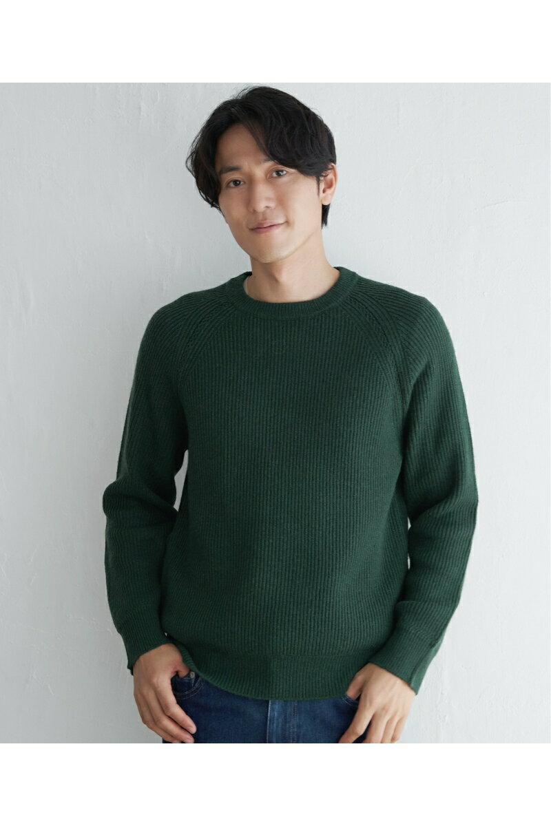 【洗濯機で洗える】ウォッシャブルラムウールクルーニット