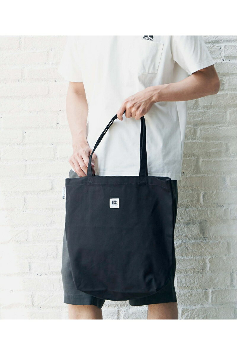 RUSSELL ATHLETIC ラッセル アスレチック 縦型トートバッグ | ikka イッカ メンズ 軽量 キャンバス 通学 A4サイズ オフホワイト ブラック ネイビー キャメル