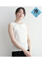 【ポイント10倍 9/19 20:00〜9/24 1:59まで】【接触冷感/UVカット】コットンUSA前後レースタンクトップ|詳細画像