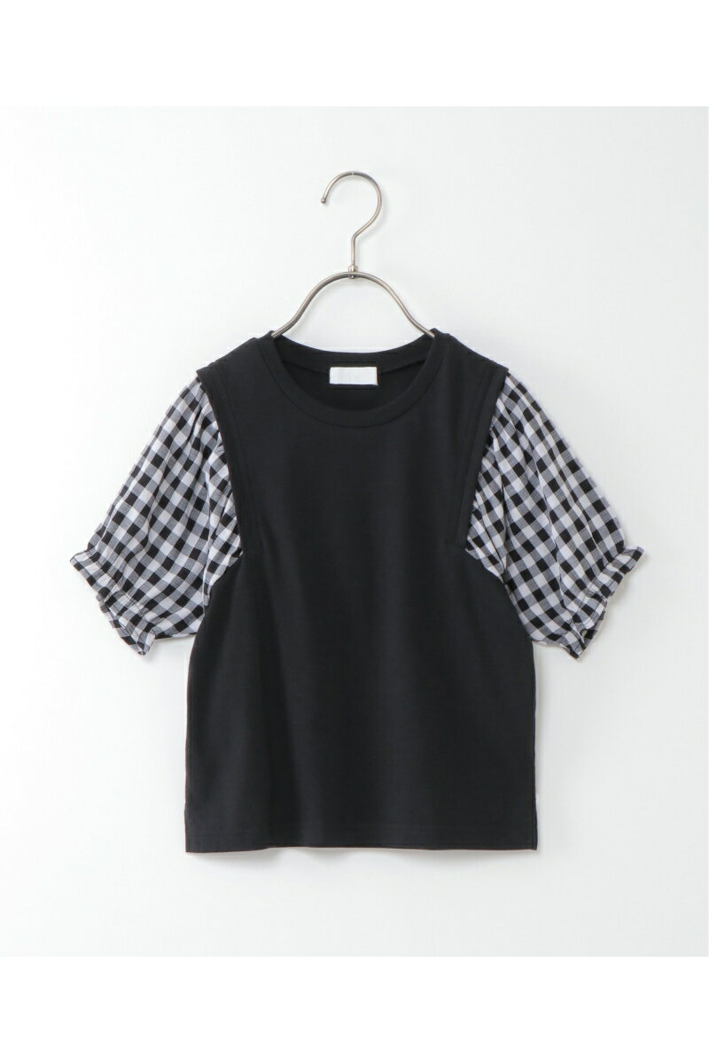 【ポイント10倍 11/14 10:00～11/16 23:59まで】【キッズ】サッカーギンガムスリーブTシャツ(100~160cm)