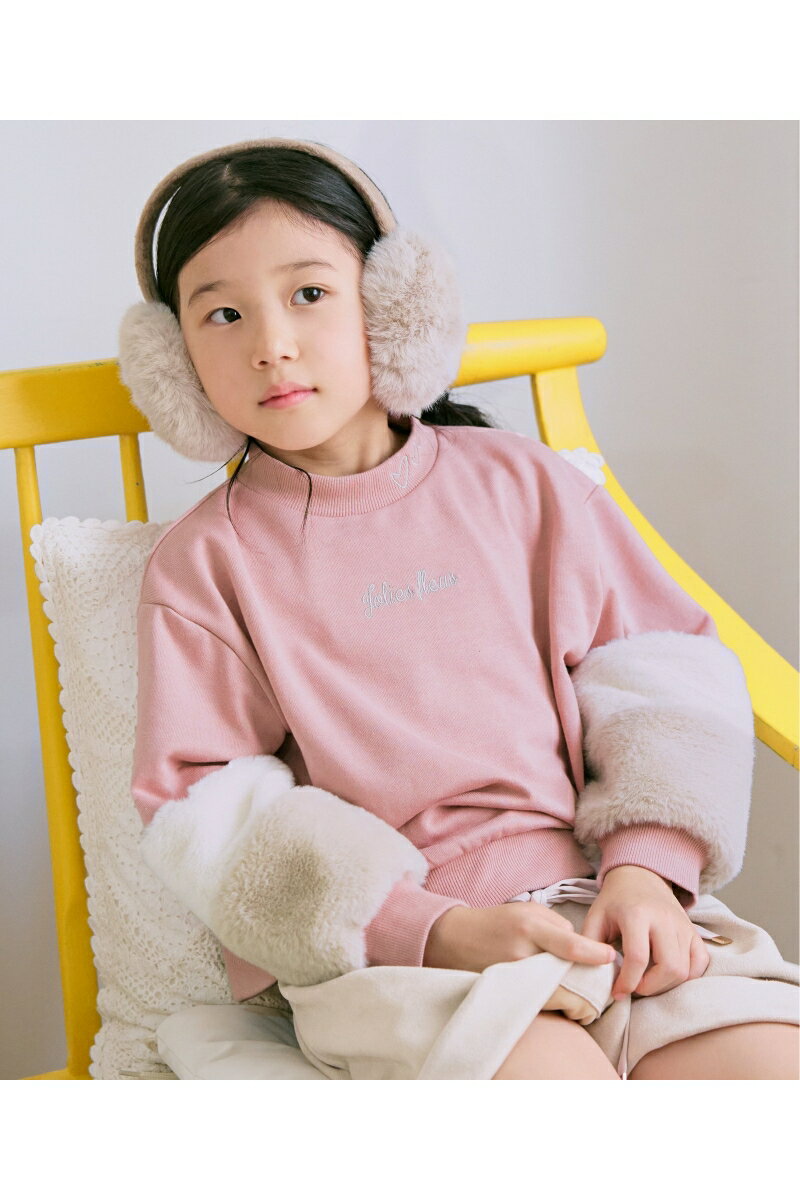 袖フェイクファー刺繍裏毛プルオーバー（120~160cm） | ikka キッズ イッカ 子供服 ジ