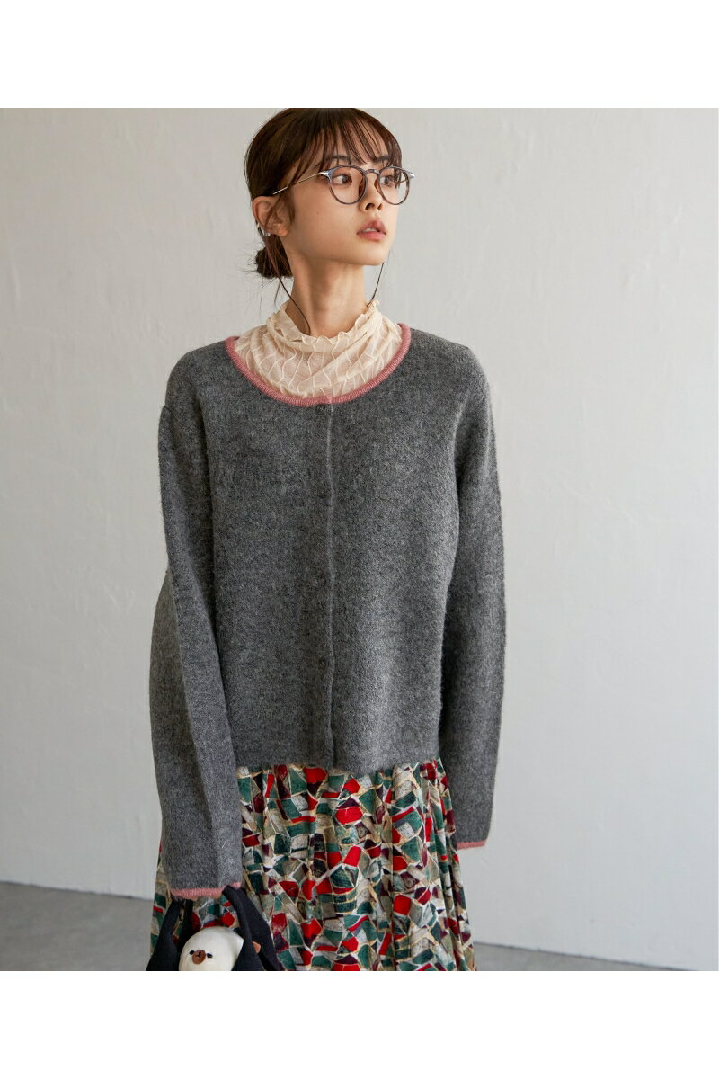 【ポイント10倍 7/19 20:00〜7/26 1:59まで】配色ショートカーディガン