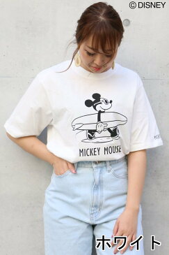 サーフミッキーT【VENCE share style レディース】レディース カットソー Tシャツ ミッキー クルーネック 半袖