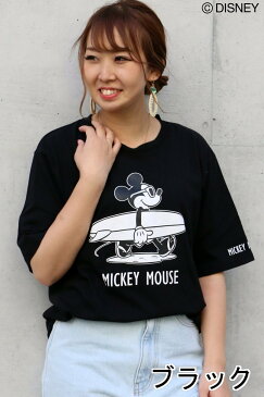 サーフミッキーT【VENCE share style レディース】レディース カットソー Tシャツ ミッキー クルーネック 半袖