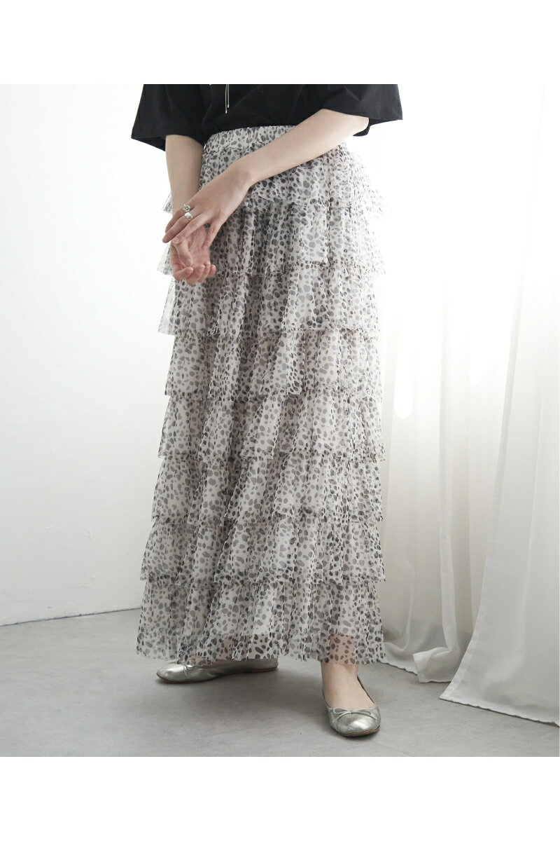 【ポイント10倍 11/20 20:00〜11/27 1:59まで】ダルメシアン柄ティアードスカート