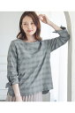 【ポイント10倍 7/4 20:00~7/11 1:59まで】袖リボンブラウス | ikka イッカ レディース トップス 7分袖 シャツ カジュアル きれいめ オフィス サイドスリット ストレッチ 伸縮性 クルーネック 丸首 チェック ストライプ グレー ネイビー ベージュ S M L