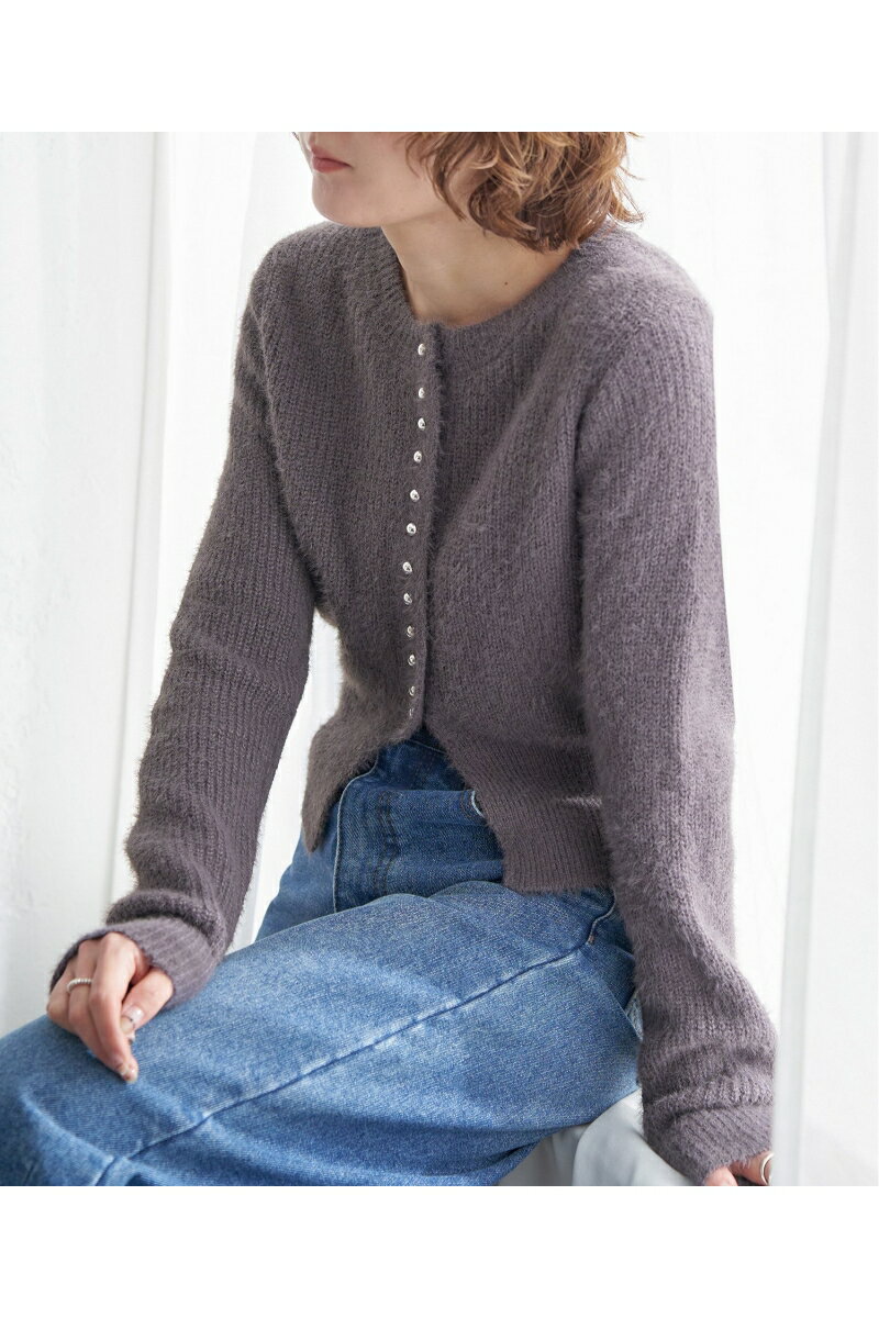 ミニフェザークルーネックカーディガン【notch.】レディース トップス カーデ カーディガン