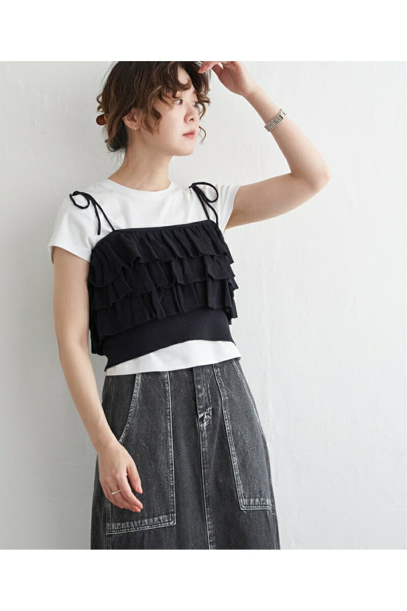 フリルニットキャミソール【notch.】レディース トップス キャミ