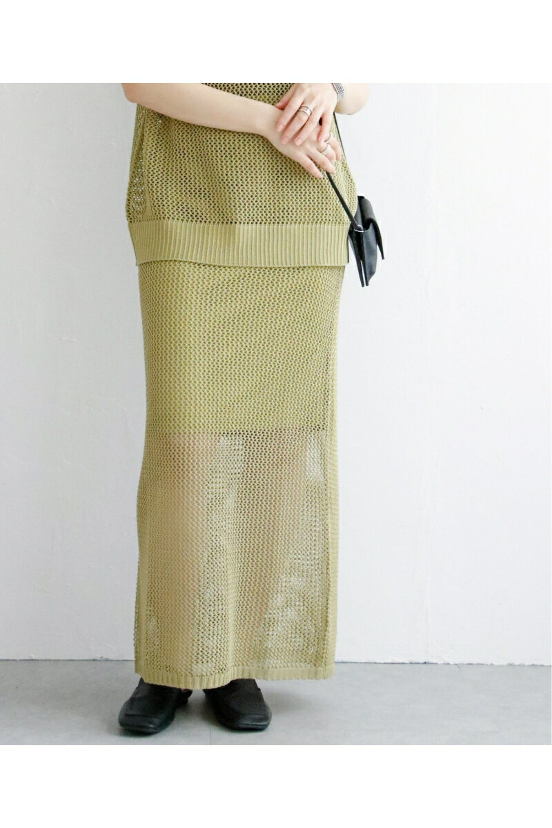 【ポイント10倍！ 5/9 20:00〜5/16 1:59まで】メッシュニットスカート【notch.】レディース ボトムス 裏地ひざ丈のサムネイル