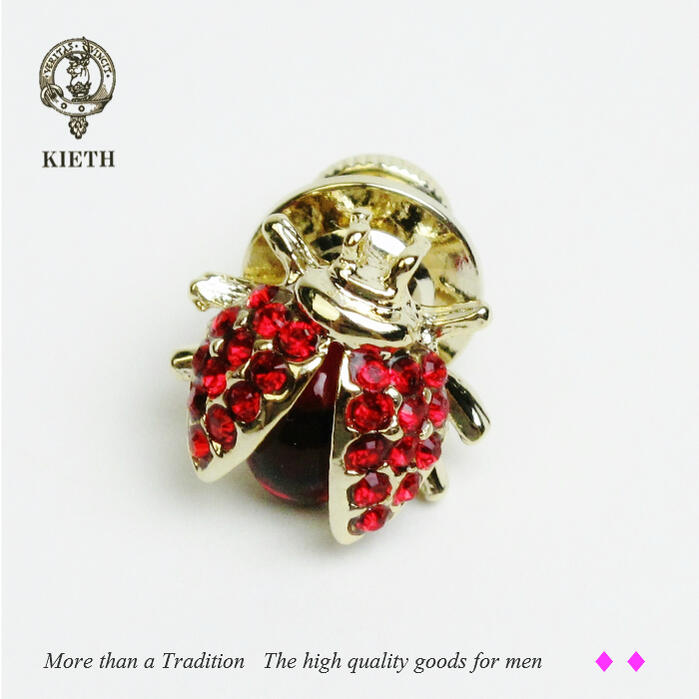 ピンズ ラペルピン てんとう虫モチーフ ラインストーン 幸運 レッド 赤 RED ユニーク 小さめ KIETH キース メンズアクセサリー 亜鉛 真鍮 日本製 ...