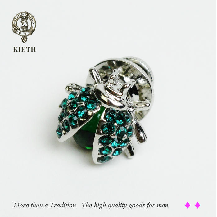 ピンズ ラペルピン てんとう虫モチーフ ラインストーン 幸運 ユニーク 小さめ グリーン 緑 KIETH キース メンズアクセサリー 亜鉛 真鍮 日本製 ギフト...