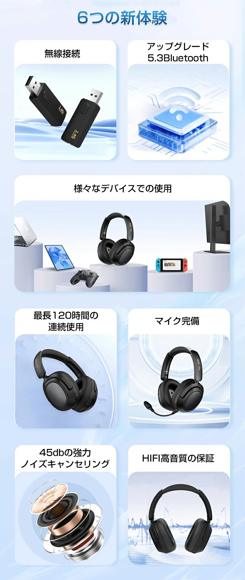 2023新設計 ワイヤレスヘッドホン ヘッドホン Bluetooth 有線 無線 両用 ヘッドフォン Bluetooth5.3 低遅延モード HIFI音質 密閉型ステレオヘッドホン 最長120時間の連続使用 オーバーイヤーヘッドホン マイク付き 音漏れ防止 折りたたみ式 耳に優しい 軽量 男女兼用