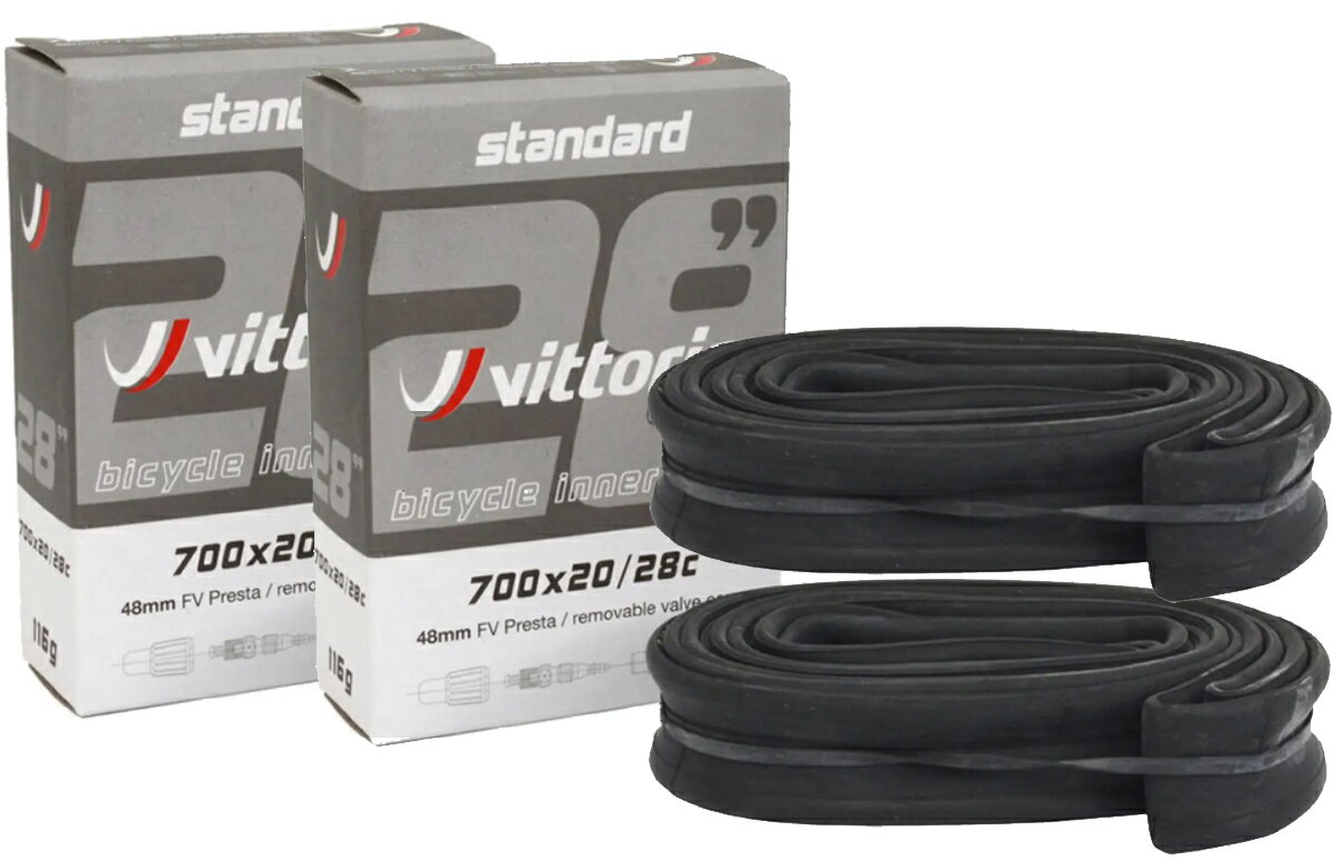 2本セット VITTORIA Inner Tube STANDARD Butyl (48mm FV Presta / Removable valve core) ヴィットリア インナーチューブ スタンダード ブチル 仏式