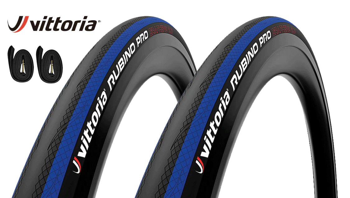 VITTORIA (ヴィットリア)RUBINO PRO G2.0 CLINCHER TYRE 700×25c クリンチャータイヤ 2本組 チューブ各2本セット ブルー