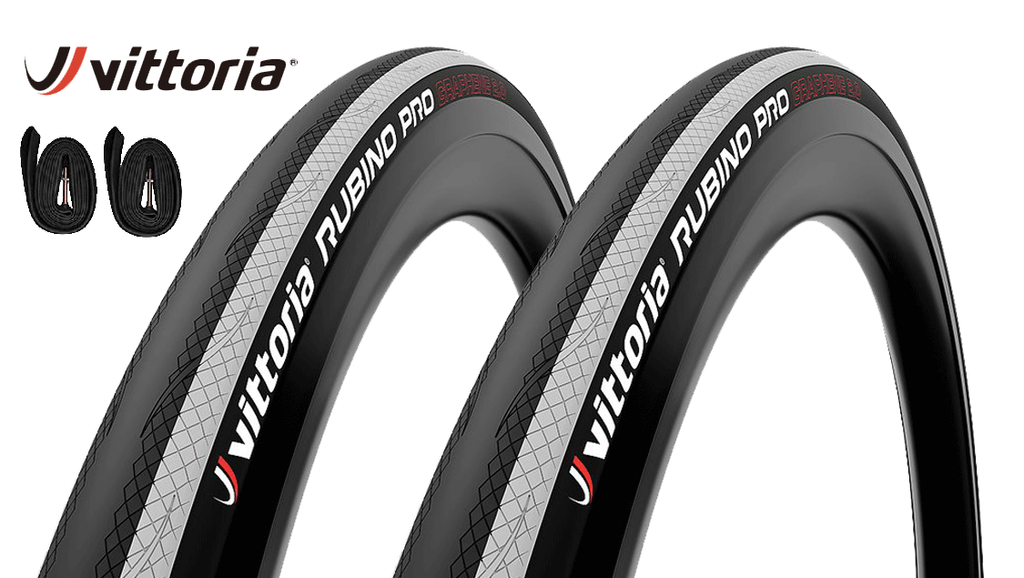 VITTORIA (ヴィットリア)RUBINO PRO G2.0 CLINCHER TYRE 700×25c クリンチャータイヤ 2本組 チューブ各2本セット ホワイト