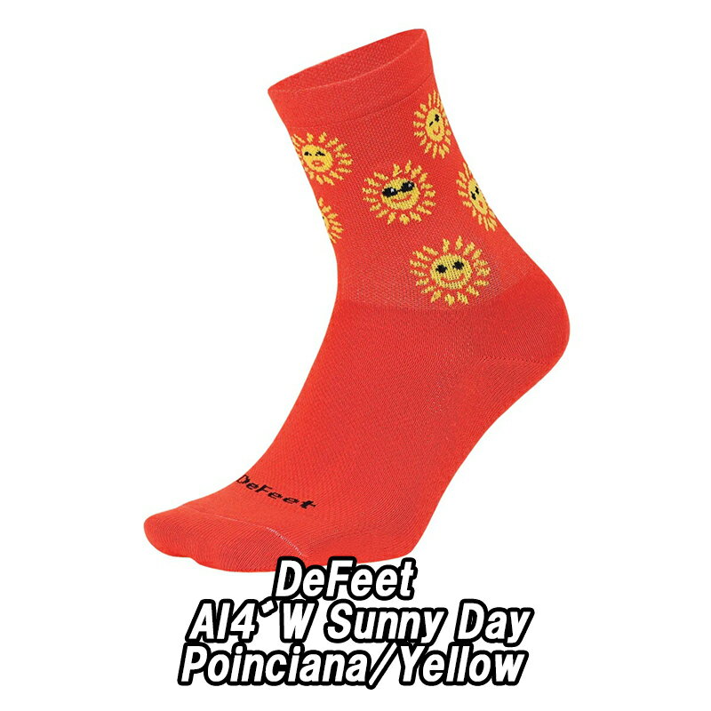 【5/18は「最大4倍！」エントリーでポイントUP】DeFeet（ディフィート）AI 4" W Sunny Day Poinciana/Yellow ソックス 靴下