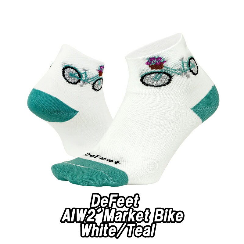 【6/1は「3倍！」エントリーでポイントUP】DeFeet（ディフィート）AI W 2" Market Bike White/Teal ソックス 靴下