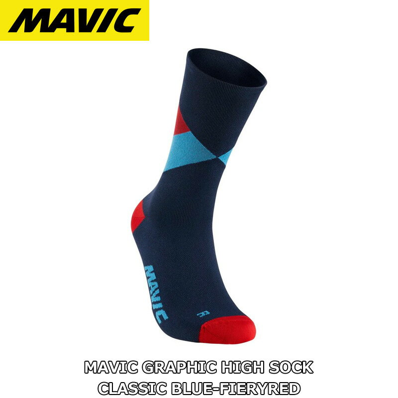 MAVIC GRAPHIC HIGH SOCK CLASSIC BLUE-FIERYRED マヴィック グラフィック ハイソックス